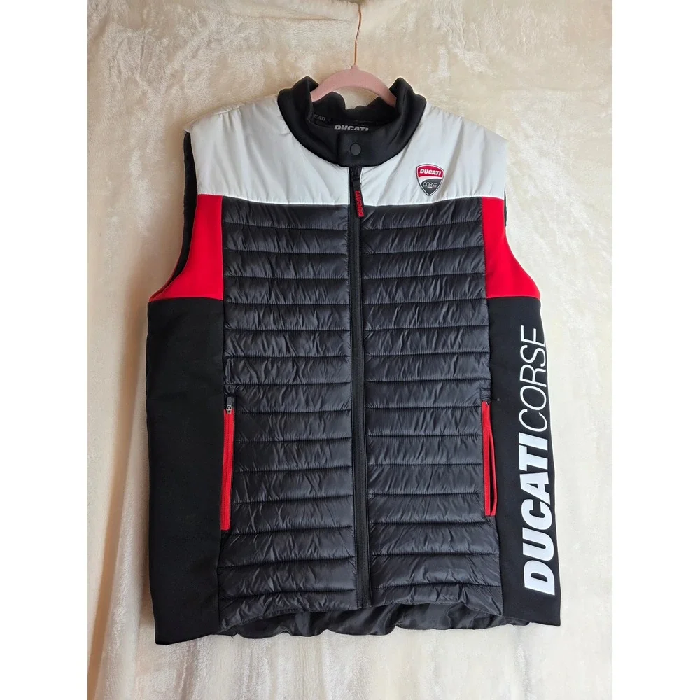 Ducati Corse Puffer Vest Men's XL Black White Red Zip Up Sleeveless Jacket - Picture 1 of 11
